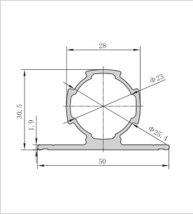 D28-D鋁合金精益管型材二維圖 D28-D鋁合金精益管型材二維圖